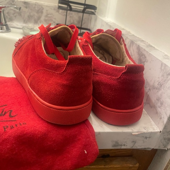 Men's Red Suede Louis Junior Spikes Sneakers size 46 used good - Picture 2 of 4
